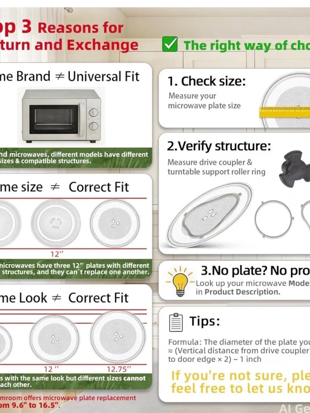 12-Inch Clear Glass Microwave Turntable Plate